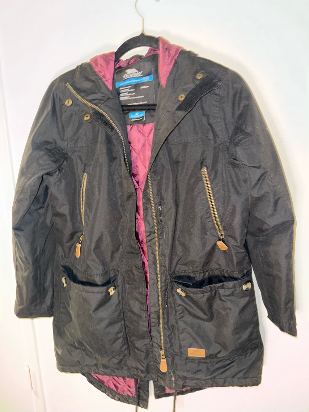 Trespass Black Kids' Raincoat with Pink Lining